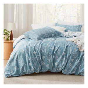 Bedsure | 2/3 Pcs Floral Printed Reversible Comforter Set with Soft Designed Plants Pattern Bedding Set