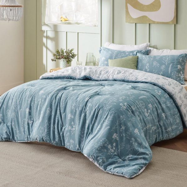 Bedsure | 2/3 Pcs Floral Printed Reversible Comforter Set with Soft Designed Plants Pattern Bedding Set - Image 2