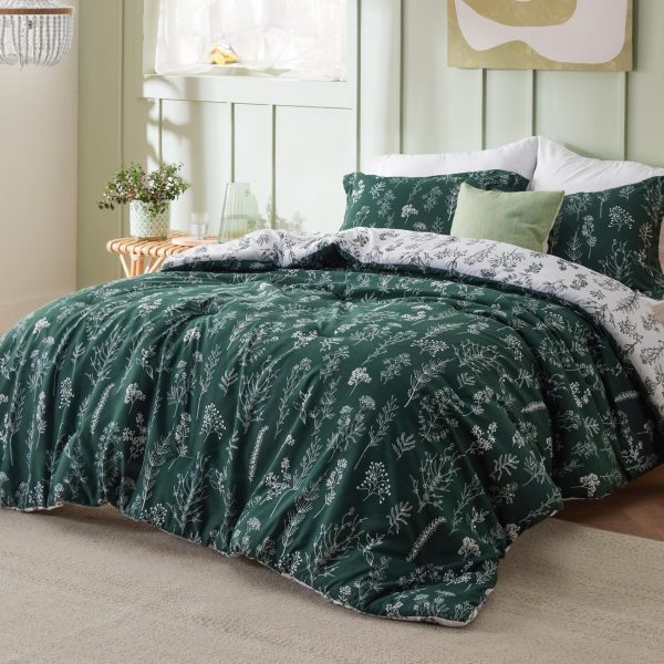 Bedsure | 2/3 Pcs Floral Printed Reversible Comforter Set with Soft Designed Plants Pattern Bedding Set - Image 10
