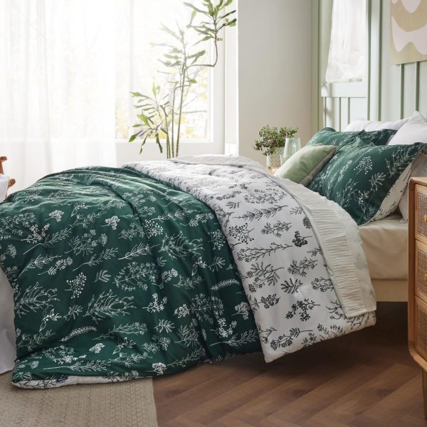 Bedsure | 2/3 Pcs Floral Printed Reversible Comforter Set with Soft Designed Plants Pattern Bedding Set - Image 12