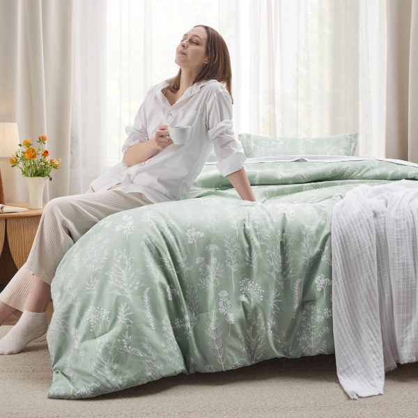 Bedsure | 2/3 Pcs Floral Printed Reversible Comforter Set with Soft Designed Plants Pattern Bedding Set - Image 18
