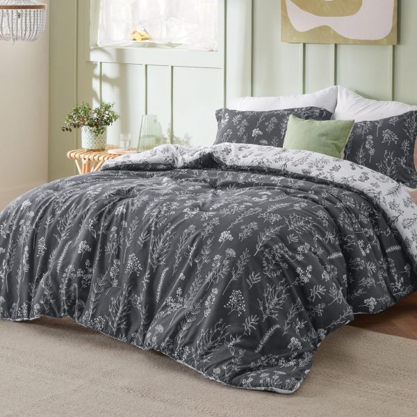 Bedsure | 2/3 Pcs Floral Printed Reversible Comforter Set with Soft Designed Plants Pattern Bedding Set - Image 30