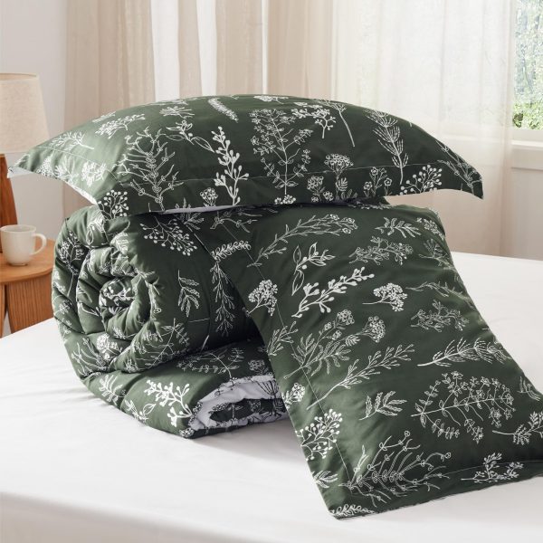 Bedsure | 2/3 Pcs Floral Printed Reversible Comforter Set with Soft Designed Plants Pattern Bedding Set - Image 42