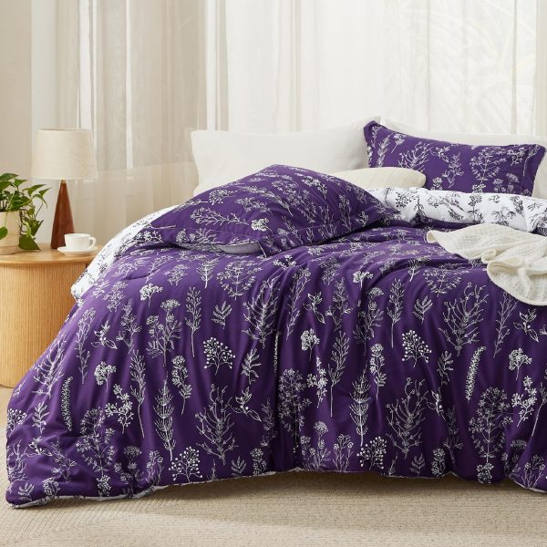 Bedsure | 2/3 Pcs Floral Printed Reversible Comforter Set with Soft Designed Plants Pattern Bedding Set - Image 43