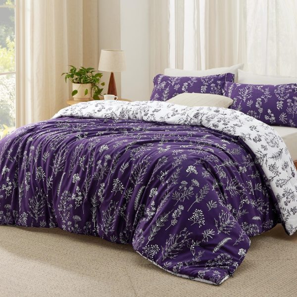 Bedsure | 2/3 Pcs Floral Printed Reversible Comforter Set with Soft Designed Plants Pattern Bedding Set - Image 44