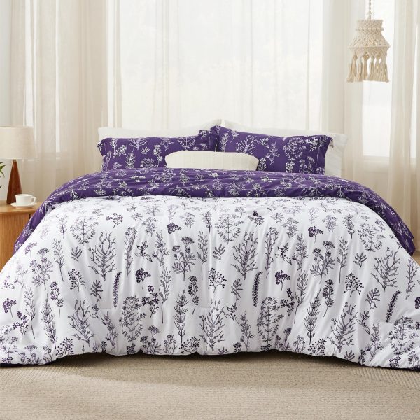 Bedsure | 2/3 Pcs Floral Printed Reversible Comforter Set with Soft Designed Plants Pattern Bedding Set - Image 45