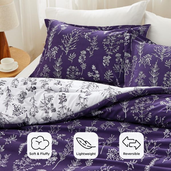 Bedsure | 2/3 Pcs Floral Printed Reversible Comforter Set with Soft Designed Plants Pattern Bedding Set - Image 46