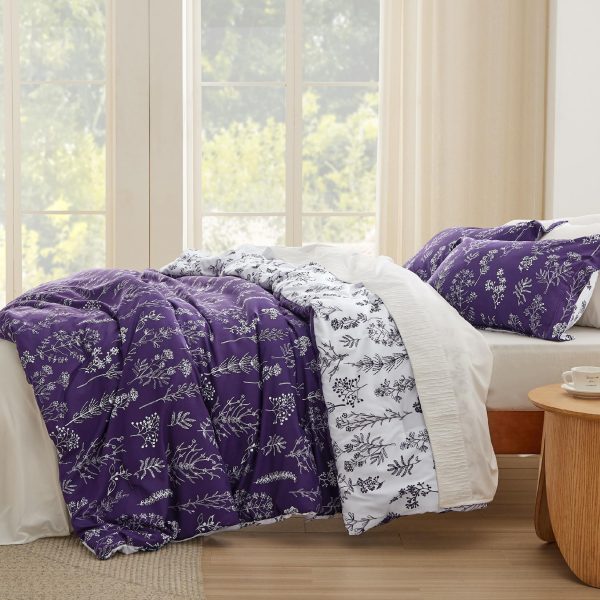 Bedsure | 2/3 Pcs Floral Printed Reversible Comforter Set with Soft Designed Plants Pattern Bedding Set - Image 47