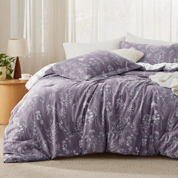 Bedsure | 2/3 Pcs Floral Printed Reversible Comforter Set with Soft Designed Plants Pattern Bedding Set - Image 58