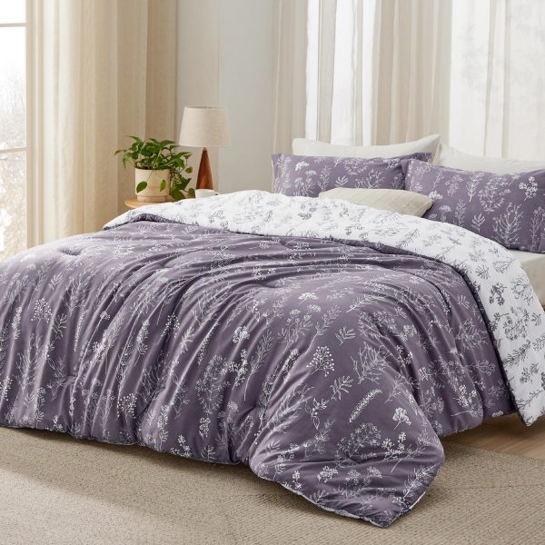 Bedsure | 2/3 Pcs Floral Printed Reversible Comforter Set with Soft Designed Plants Pattern Bedding Set - Image 59