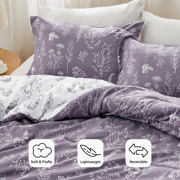 Bedsure | 2/3 Pcs Floral Printed Reversible Comforter Set with Soft Designed Plants Pattern Bedding Set - Image 60