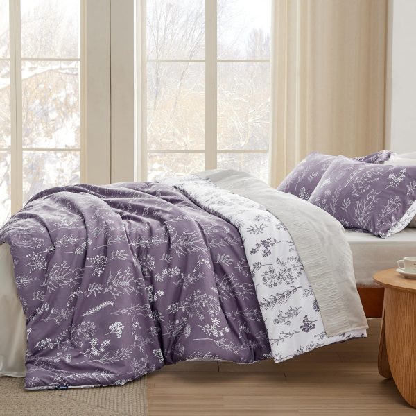 Bedsure | 2/3 Pcs Floral Printed Reversible Comforter Set with Soft Designed Plants Pattern Bedding Set - Image 61