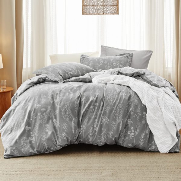 Bedsure | 2/3 Pcs Floral Printed Reversible Comforter Set with Soft Designed Plants Pattern Bedding Set - Image 71