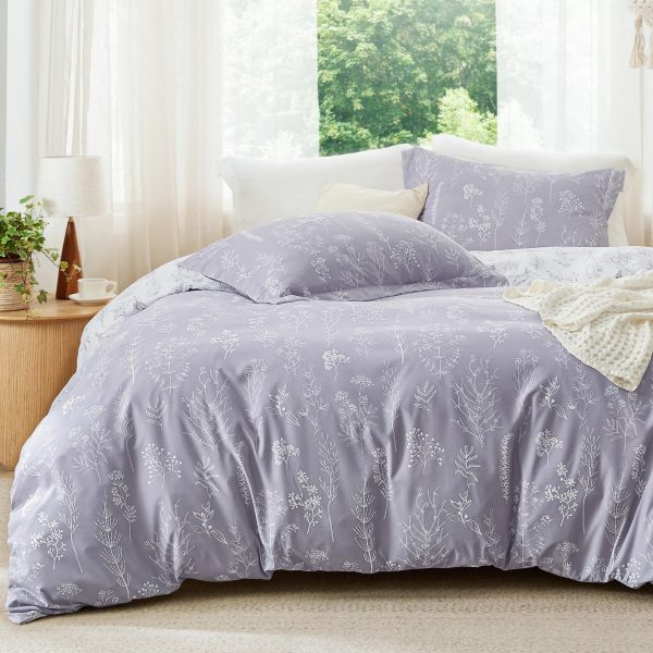Bedsure | 2/3 Pcs Floral Printed Reversible Comforter Set with Soft Designed Plants Pattern Bedding Set - Image 73