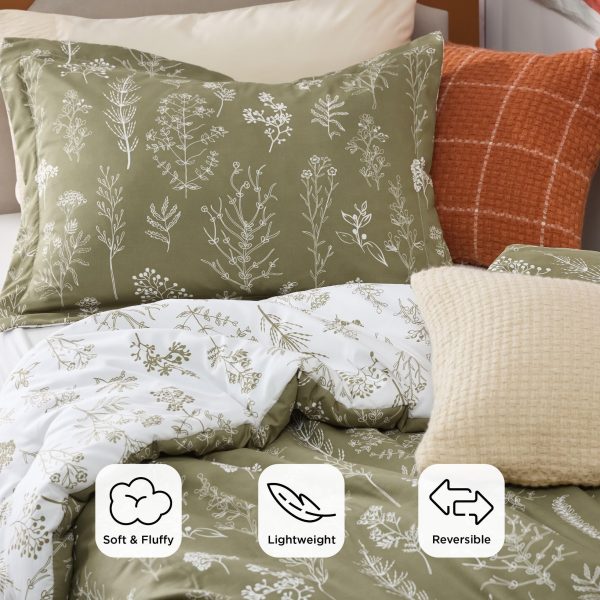 Bedsure | 2/3 Pcs Floral Printed Reversible Comforter Set with Soft Designed Plants Pattern Bedding Set - Image 87