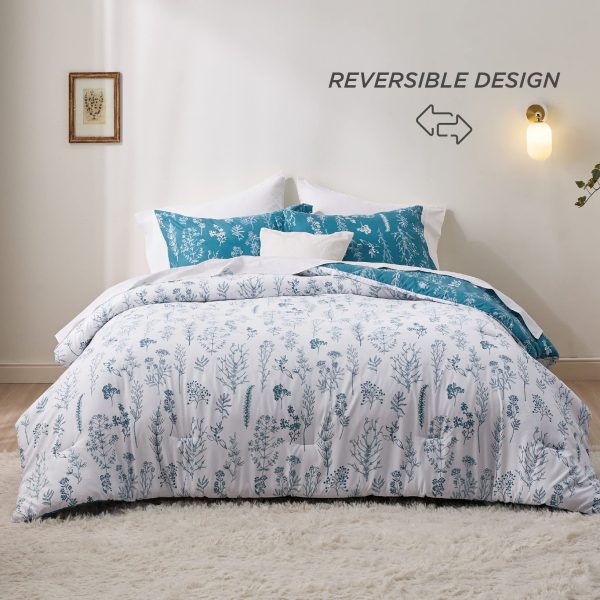 Bedsure | 2/3 Pcs Floral Printed Reversible Comforter Set with Soft Designed Plants Pattern Bedding Set - Image 100