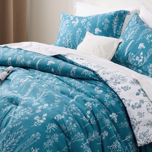 Bedsure | 2/3 Pcs Floral Printed Reversible Comforter Set with Soft Designed Plants Pattern Bedding Set - Image 101