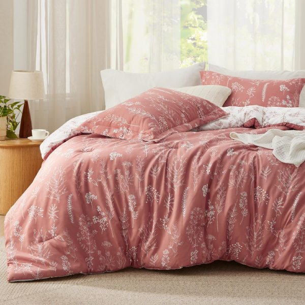 Bedsure | 2/3 Pcs Floral Printed Reversible Comforter Set with Soft Designed Plants Pattern Bedding Set - Image 123