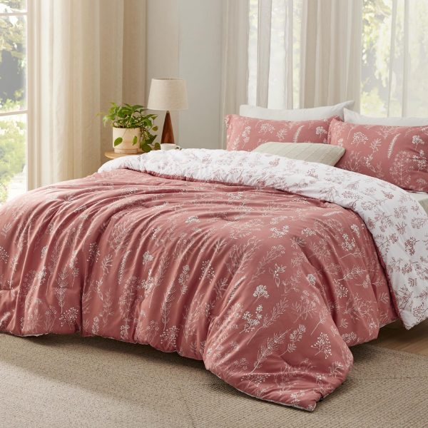 Bedsure | 2/3 Pcs Floral Printed Reversible Comforter Set with Soft Designed Plants Pattern Bedding Set - Image 124