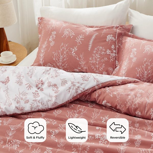 Bedsure | 2/3 Pcs Floral Printed Reversible Comforter Set with Soft Designed Plants Pattern Bedding Set - Image 125