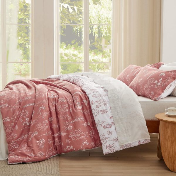 Bedsure | 2/3 Pcs Floral Printed Reversible Comforter Set with Soft Designed Plants Pattern Bedding Set - Image 126