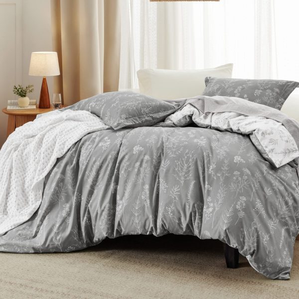Bedsure | 2/3 Pcs Floral Printed Reversible Comforter Set with Soft Designed Plants Pattern Bedding Set - Image 130