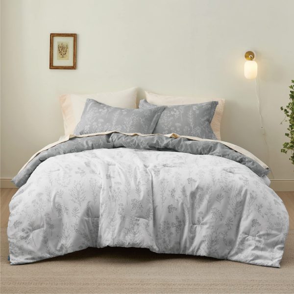 Bedsure | 2/3 Pcs Floral Printed Reversible Comforter Set with Soft Designed Plants Pattern Bedding Set - Image 132