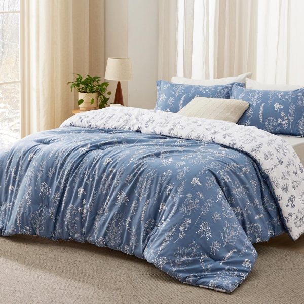 Bedsure | 2/3 Pcs Floral Printed Reversible Comforter Set with Soft Designed Plants Pattern Bedding Set - Image 137