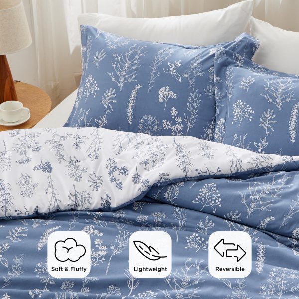 Bedsure | 2/3 Pcs Floral Printed Reversible Comforter Set with Soft Designed Plants Pattern Bedding Set - Image 138