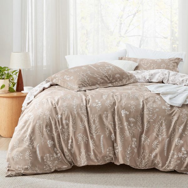 Bedsure | 2/3 Pcs Floral Printed Reversible Comforter Set with Soft Designed Plants Pattern Bedding Set - Image 145