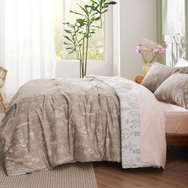 Bedsure | 2/3 Pcs Floral Printed Reversible Comforter Set with Soft Designed Plants Pattern Bedding Set - Image 148