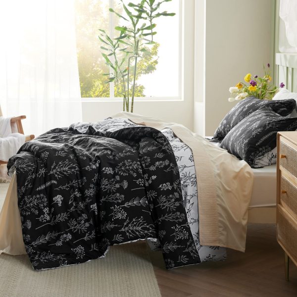 Bedsure | 2/3 Pcs Floral Printed Reversible Comforter Set with Soft Designed Plants Pattern Bedding Set - Image 163
