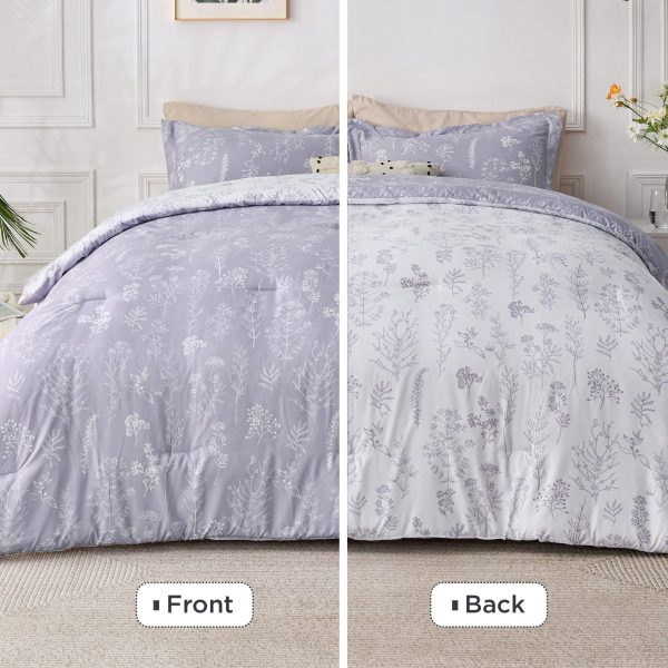 Bedsure | 2/3 Pcs Floral Printed Reversible Comforter Set with Soft Designed Plants Pattern Bedding Set - Image 176