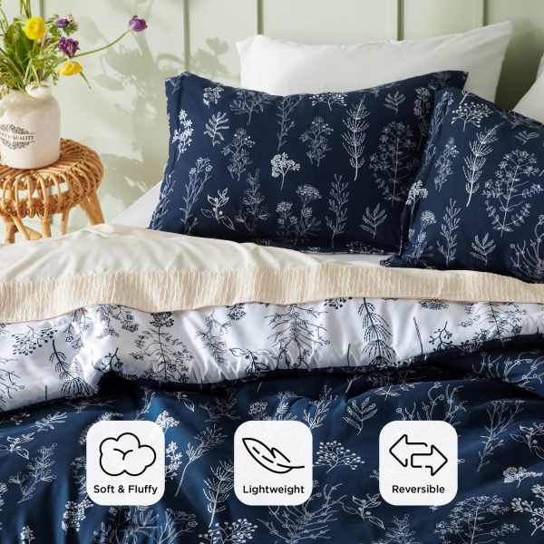 Bedsure | 2/3 Pcs Floral Printed Reversible Comforter Set with Soft Designed Plants Pattern Bedding Set - Image 180