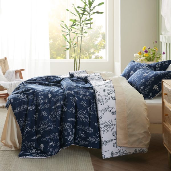 Bedsure | 2/3 Pcs Floral Printed Reversible Comforter Set with Soft Designed Plants Pattern Bedding Set - Image 181