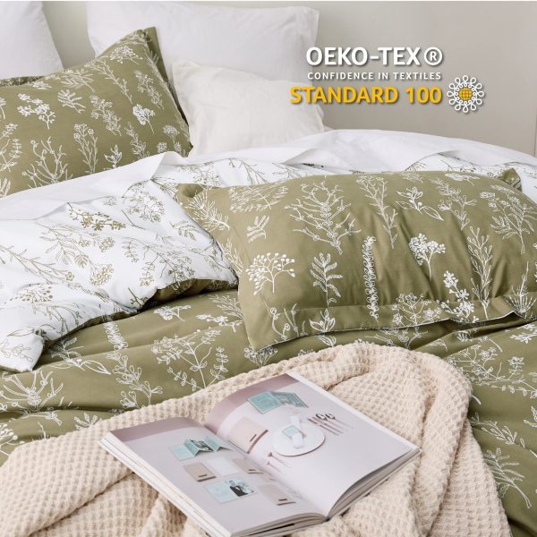 Bedsure | 2/3 Pcs Floral Printed Reversible Comforter Set with Soft Designed Plants Pattern Bedding Set - Image 186