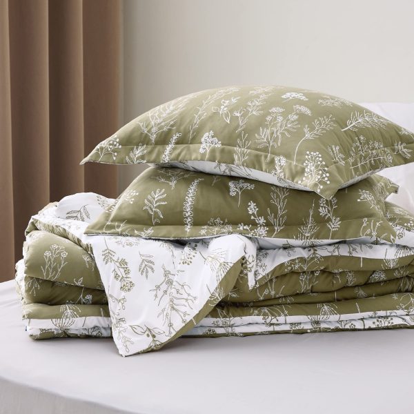 Bedsure | 2/3 Pcs Floral Printed Reversible Comforter Set with Soft Designed Plants Pattern Bedding Set - Image 187
