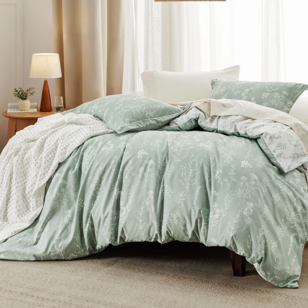 Bedsure | 2/3 Pcs Floral Printed Reversible Comforter Set with Soft Designed Plants Pattern Bedding Set - Image 189