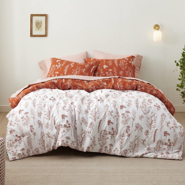Bedsure | 2/3 Pcs Floral Printed Reversible Comforter Set with Soft Designed Plants Pattern Bedding Set - Image 197