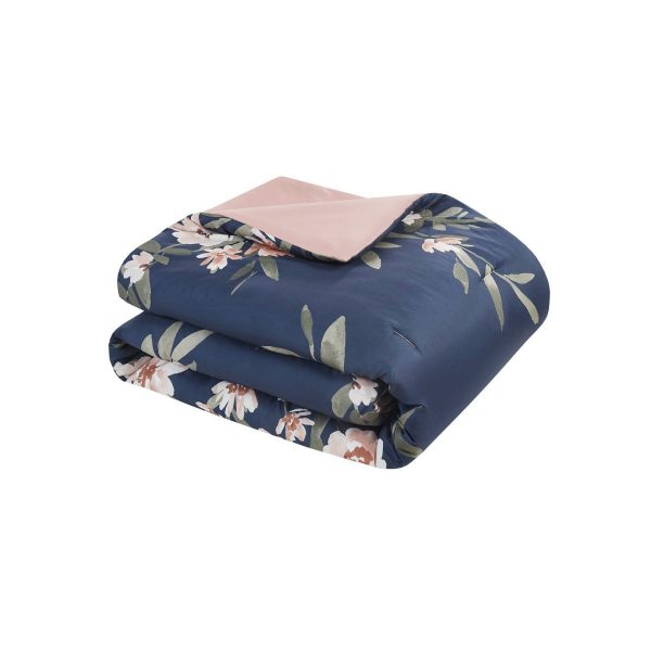 Leilani Floral Print Comforter Bedding Set Navy/Blush - Image 2